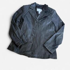 Vintage Black Leather Blazer Jacker